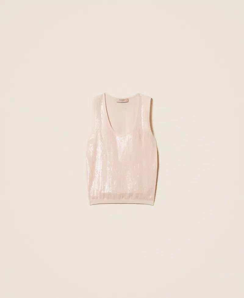 Sequin Knit Top - Pink Sand by Twinset — view 6