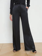 Pilar Silk Wide Leg Pant - Black by L'agence — alternate view