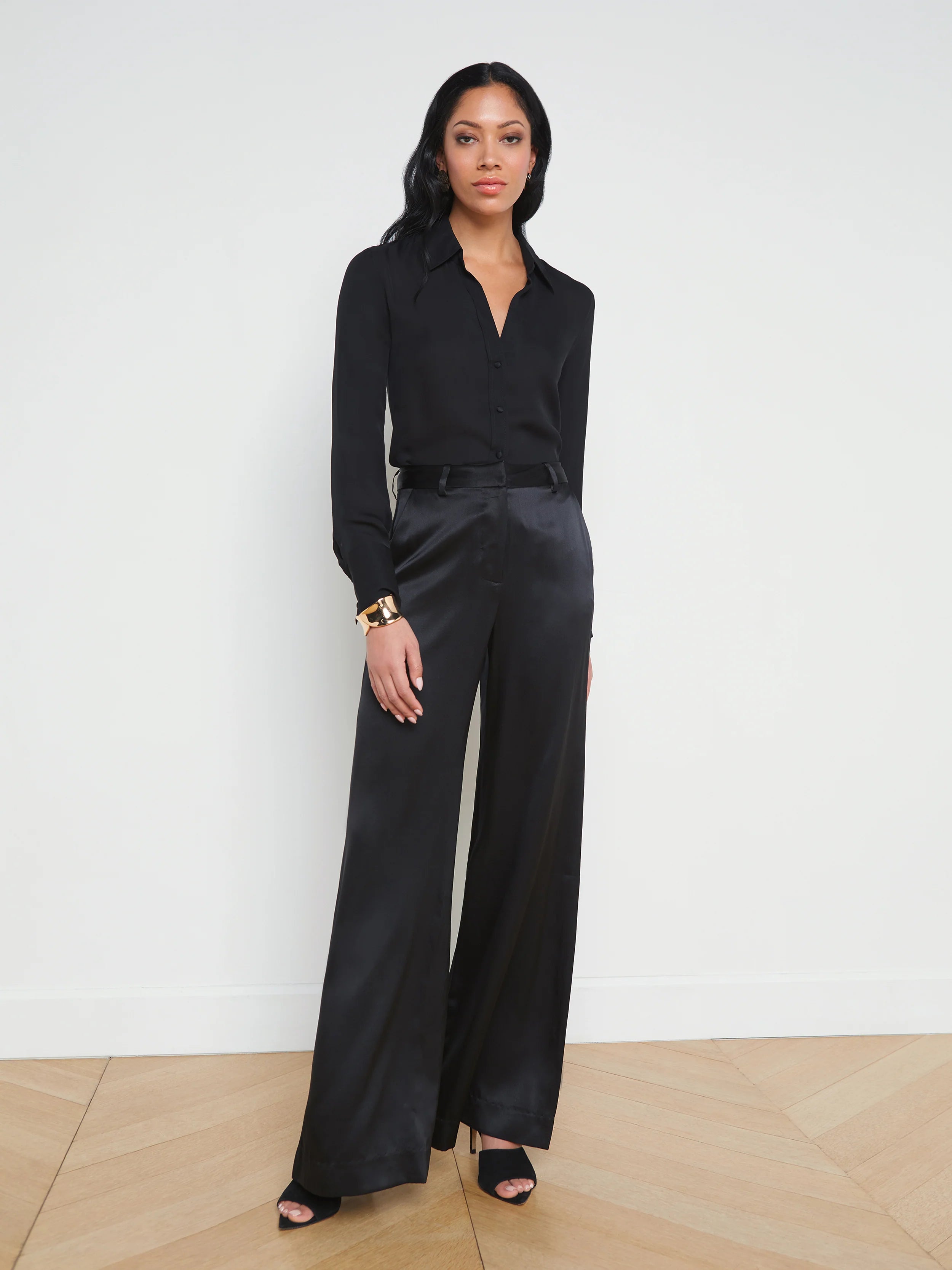 Pilar Silk Wide Leg Pant - Black by L'agence | 25 South Boutiques