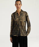 Momonì Arles Jacquard Lurex Jersey Shirt - Black Peach, view 3