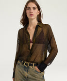 Momonì Freya Boxy Printed Silk Shirt - Bicolor Military