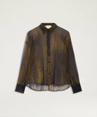 Momonì Freya Boxy Printed Silk Shirt - Bicolor Military, view 6
