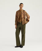 Momonì Lucy Printed Pure Silk Twill Shirt - Military Sand, view 5