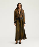 Momonì Liosa Long Bis Printed Silk Skirt - Bicolor Military, view 4