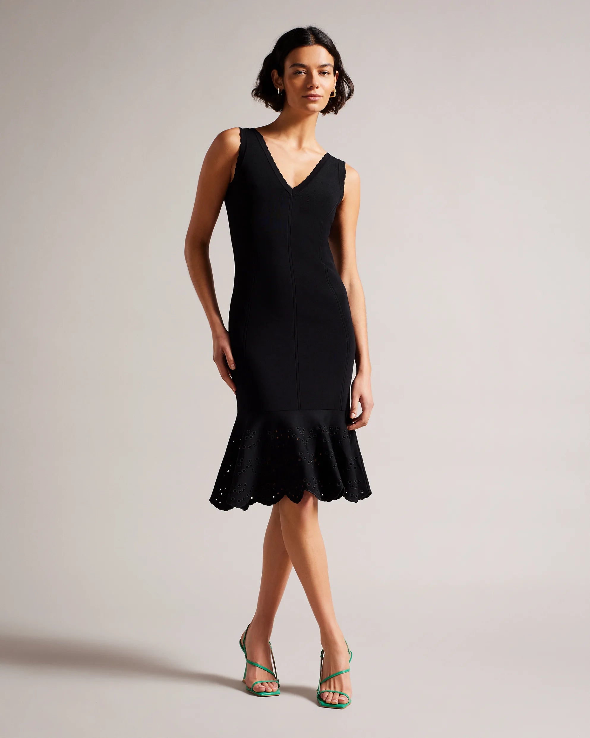 Juliann Broderie Stitch Midi Knit Dress - Black by Ted Baker | 25 South Boutiques