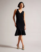 Juliann Broderie Stitch Midi Knit Dress - Black by Ted Baker | 25 South Boutiques