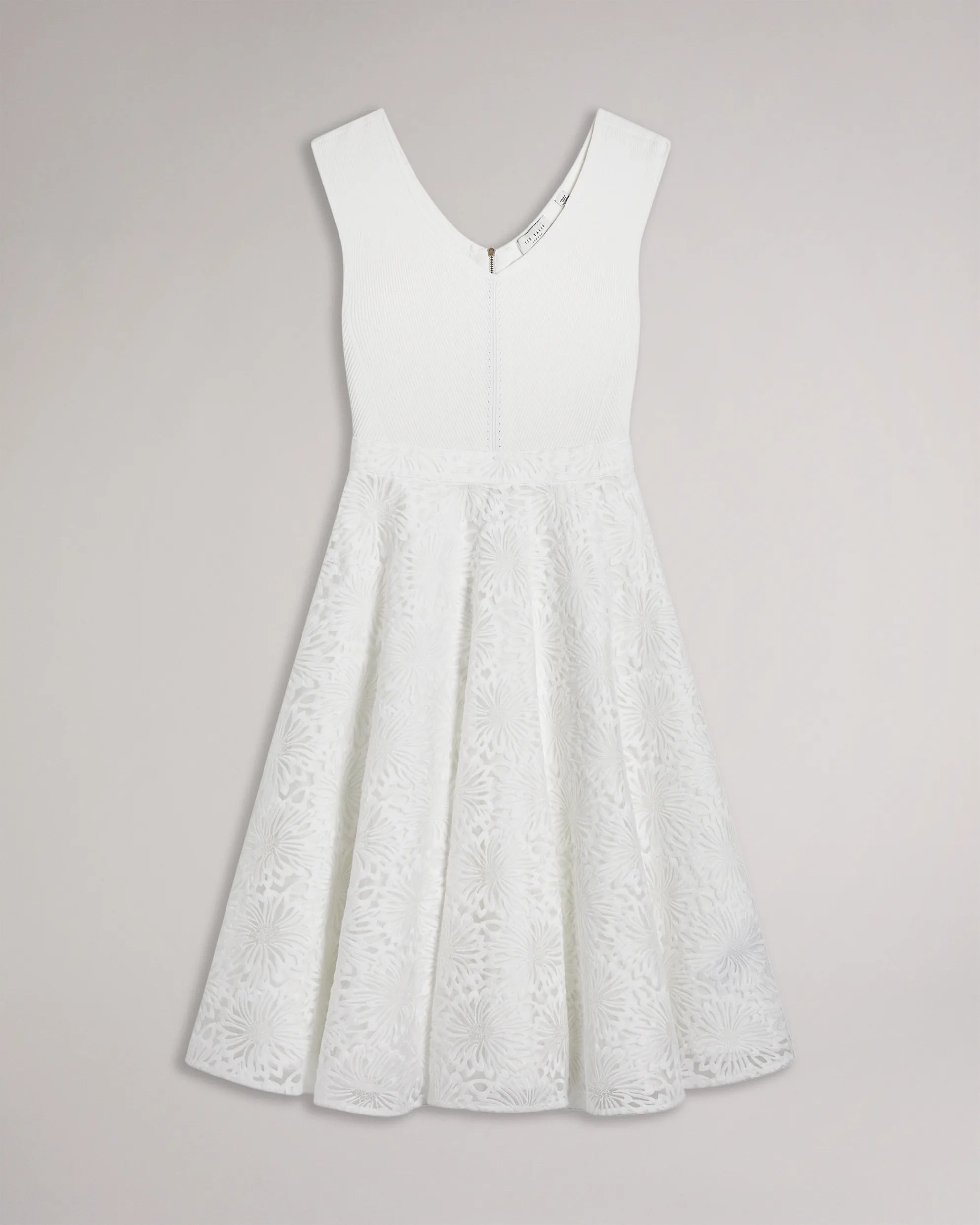 Annikaa Floral Knit Bodice Midi Dress - White by Ted Baker — view 6