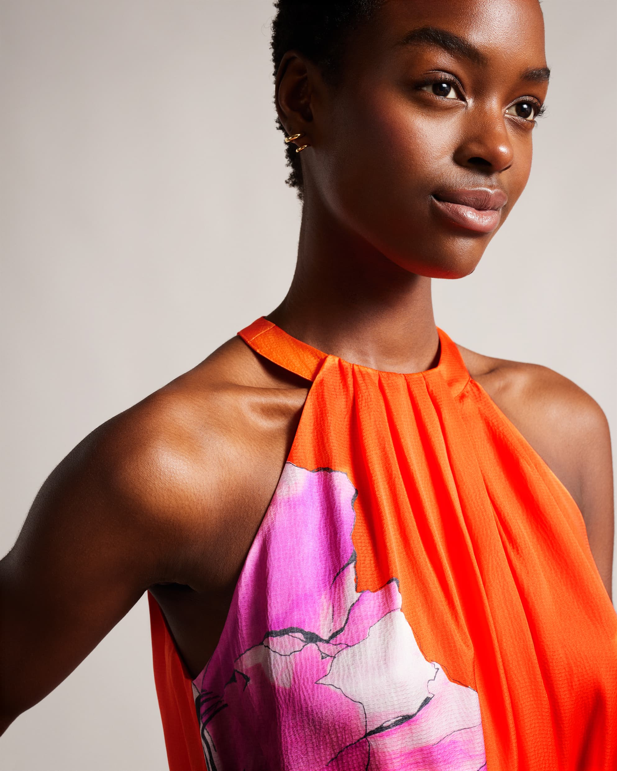 Immia Halterneck Swing Dress - Bright Orange by Ted Baker — alternate view