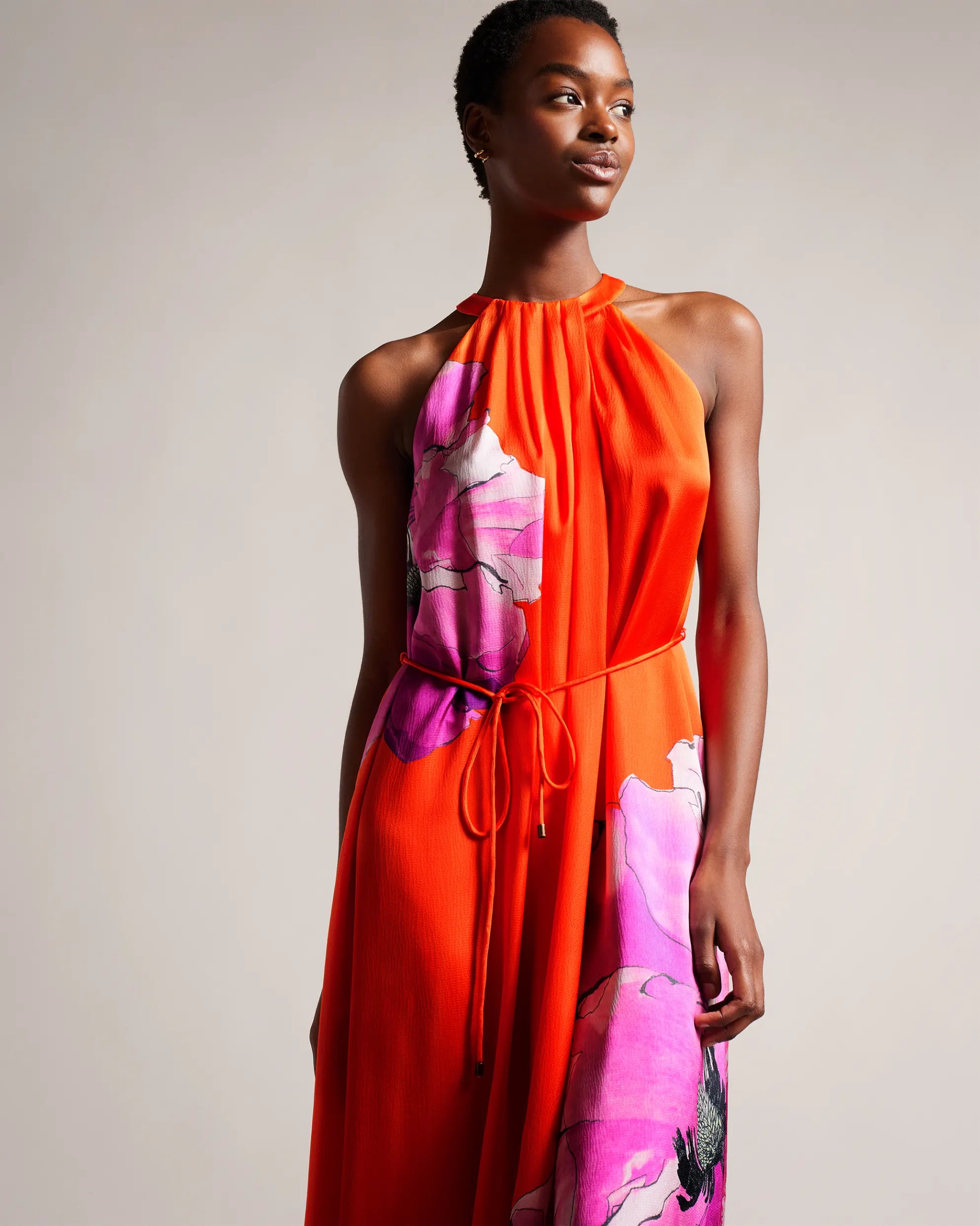 Immia Halterneck Swing Dress - Bright Orange by Ted Baker — view 4
