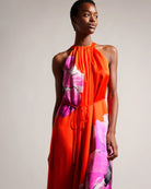 Immia Halterneck Swing Dress - Bright Orange by Ted Baker — view 4