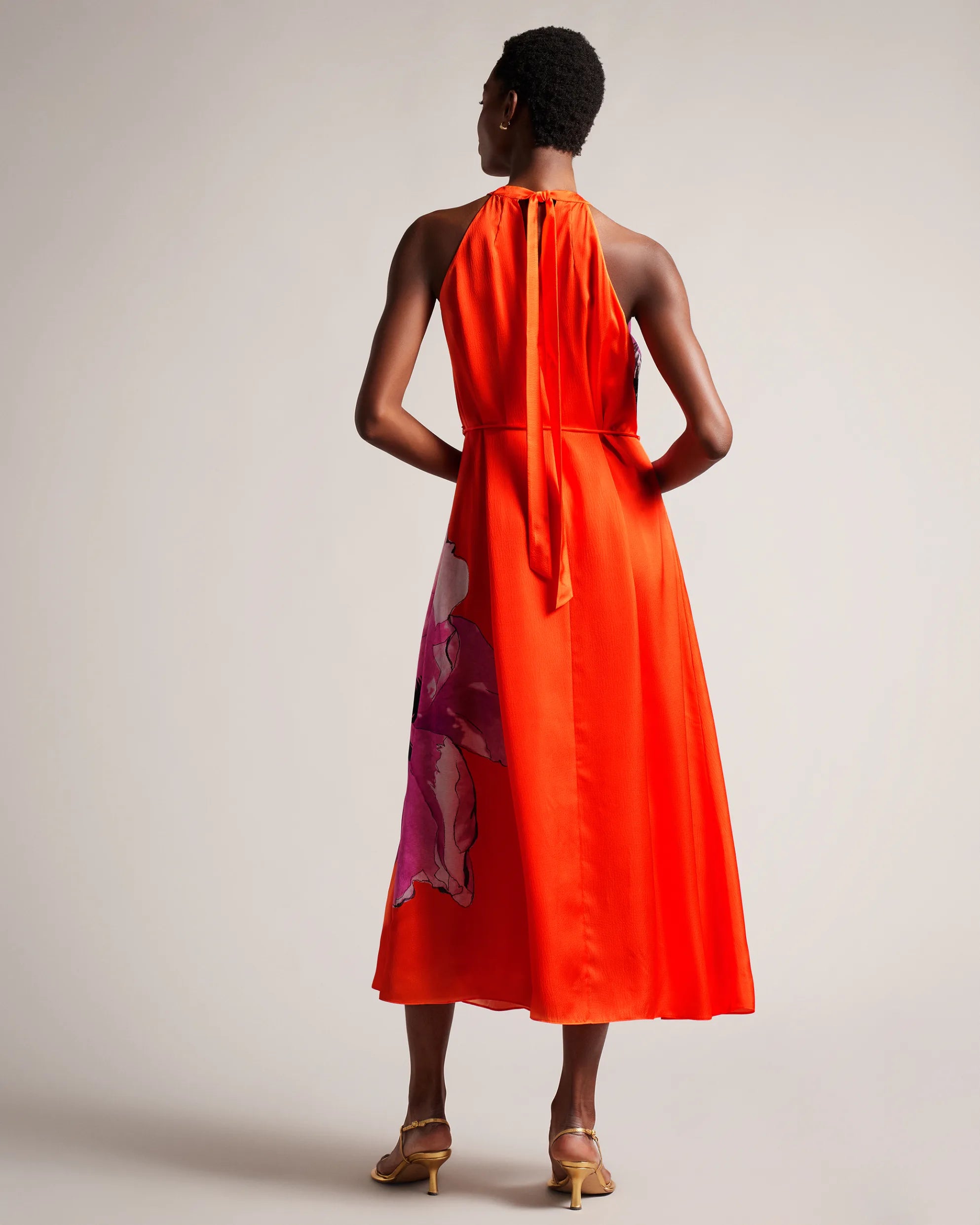 Immia Halterneck Swing Dress - Bright Orange by Ted Baker — view 5