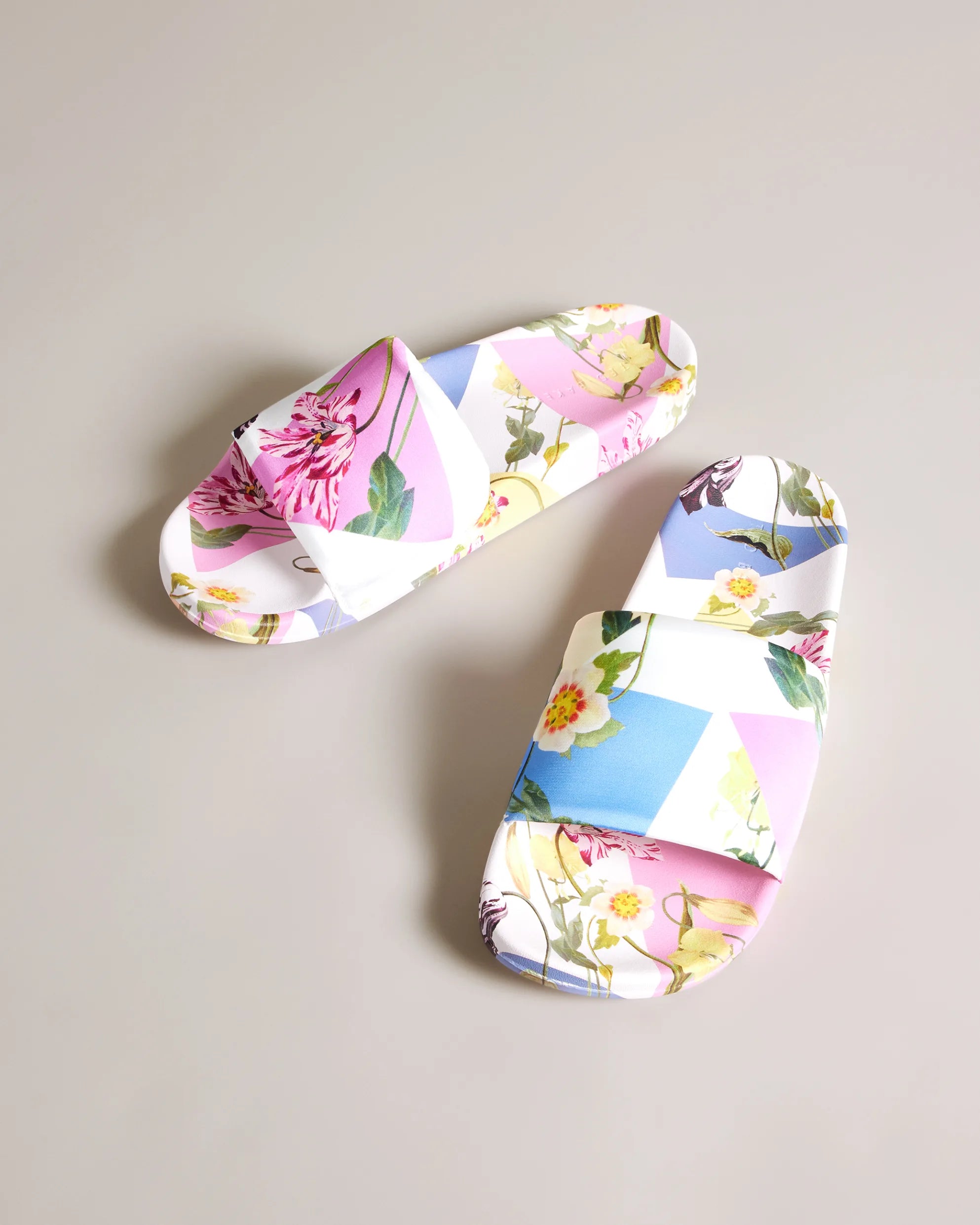 Azzyla Floral Printed Satin Sliders - White by Ted Baker — alternate view