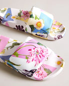 Azzyla Floral Printed Satin Sliders - White by Ted Baker — view 3