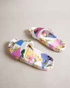 Azzyla Floral Printed Satin Sliders - White by Ted Baker — view 4