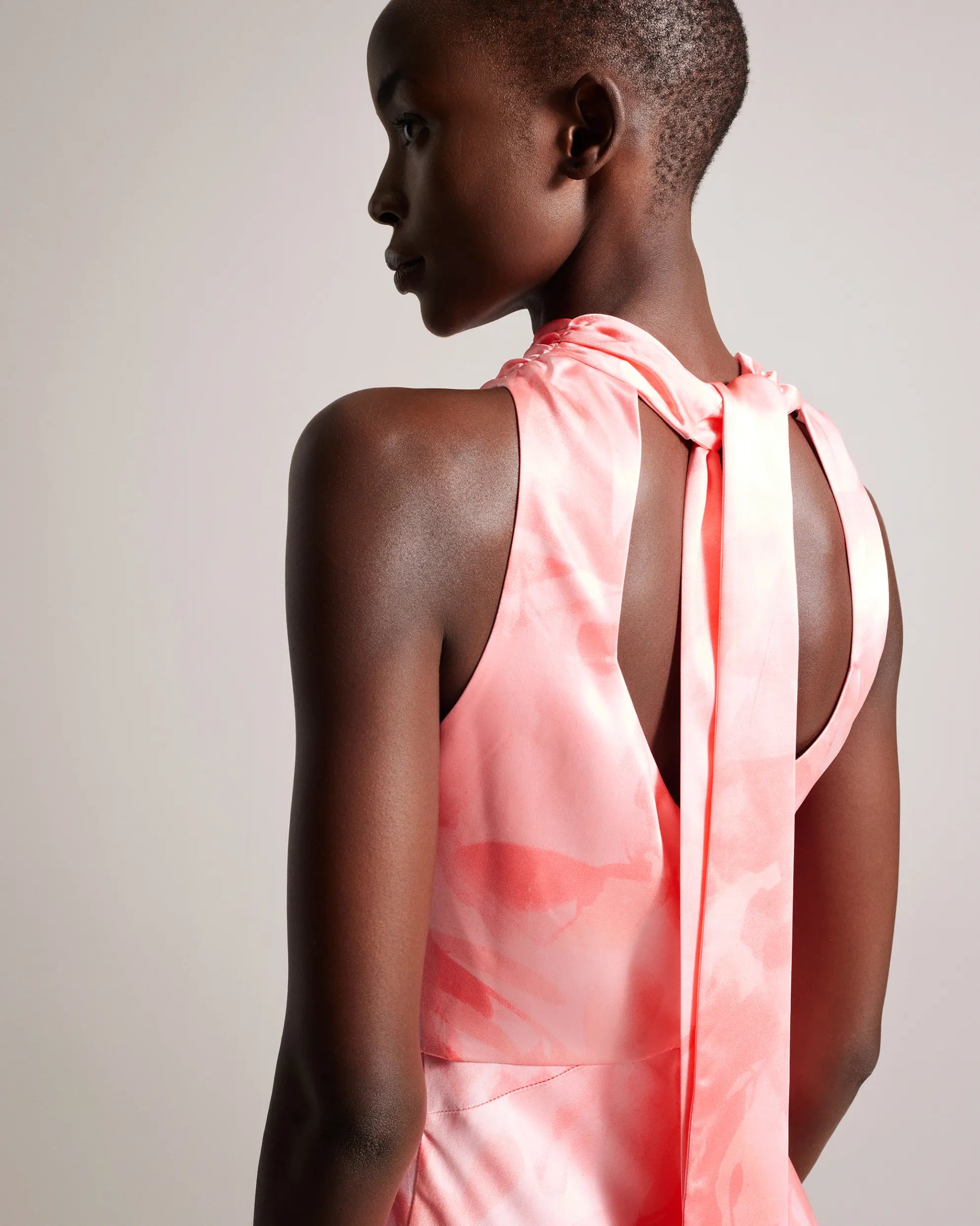 Foreste Cowl Neck Bias Cut Midi Dress - Coral by Ted Baker — view 4