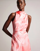 Foreste Cowl Neck Bias Cut Midi Dress - Coral by Ted Baker — view 3