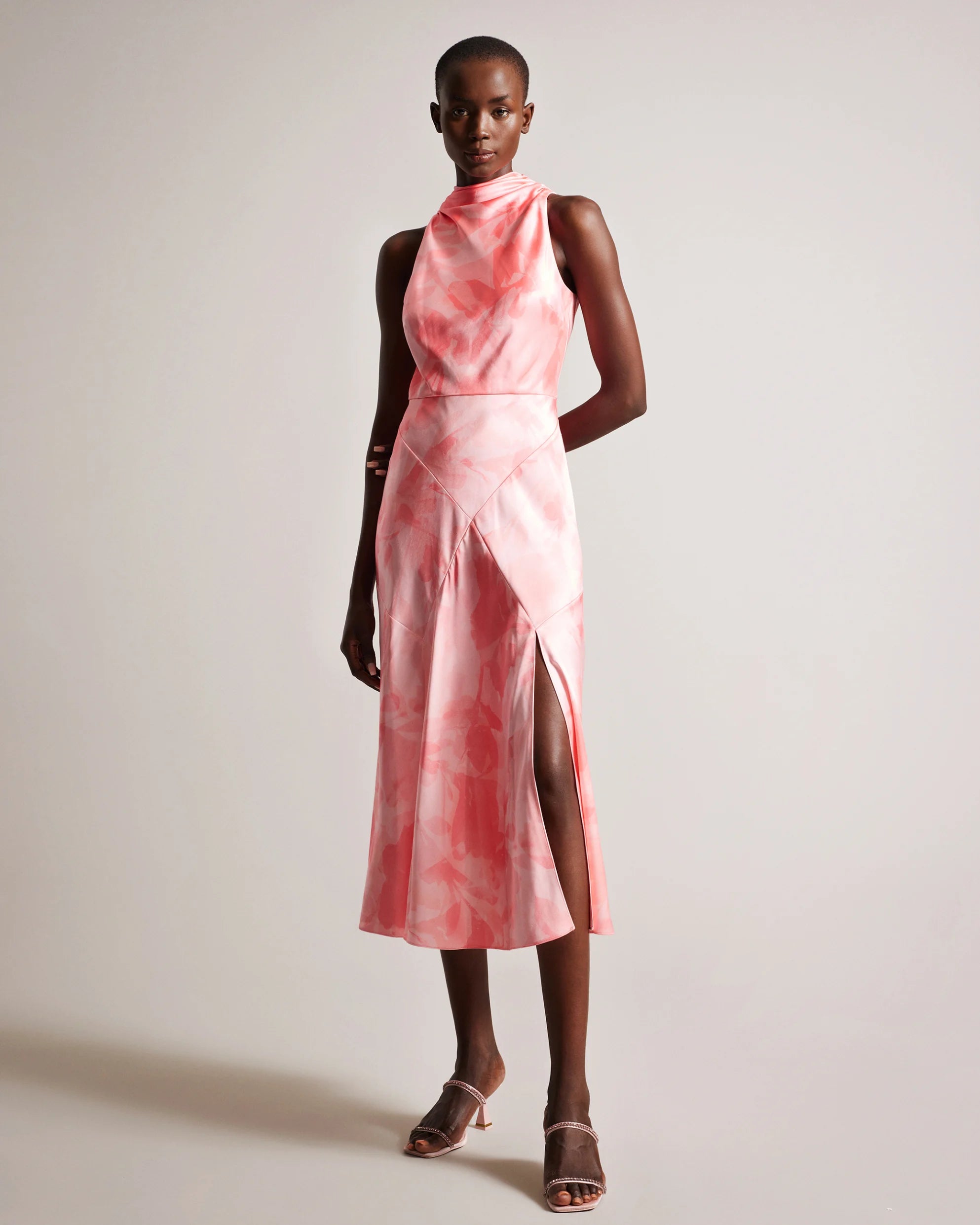 Foreste Cowl Neck Bias Cut Midi Dress - Coral by Ted Baker | 25 South Boutiques