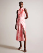 Foreste Cowl Neck Bias Cut Midi Dress - Coral by Ted Baker | 25 South Boutiques
