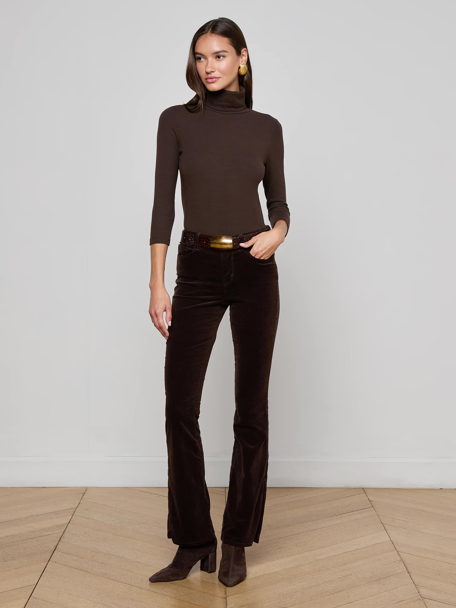 Stevie Velvet Jean - Coffee Bean by L'agence | 25 South Boutiques