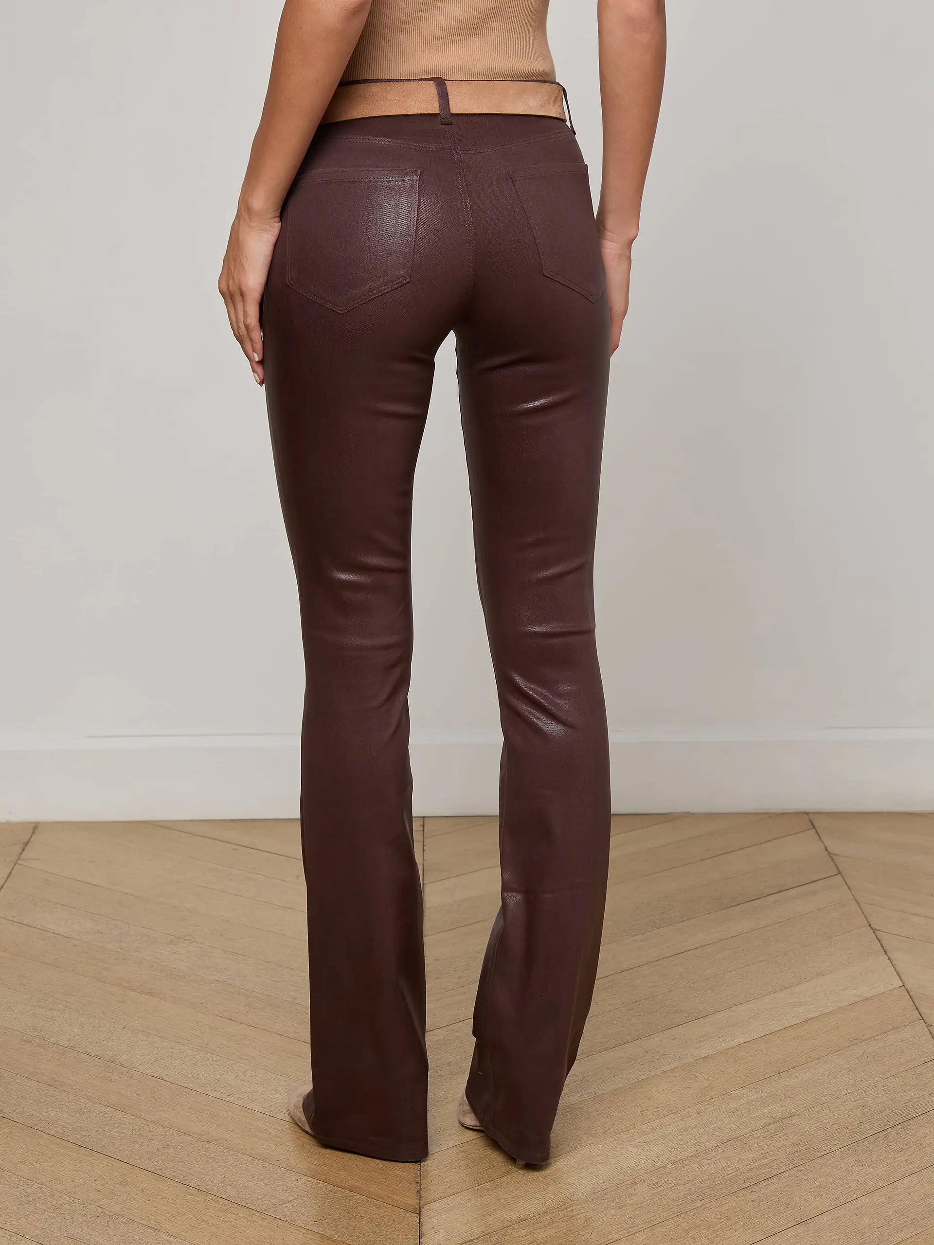 Selma Coated Bootcut Jean - Chocolate Coated by L'agence — view 4