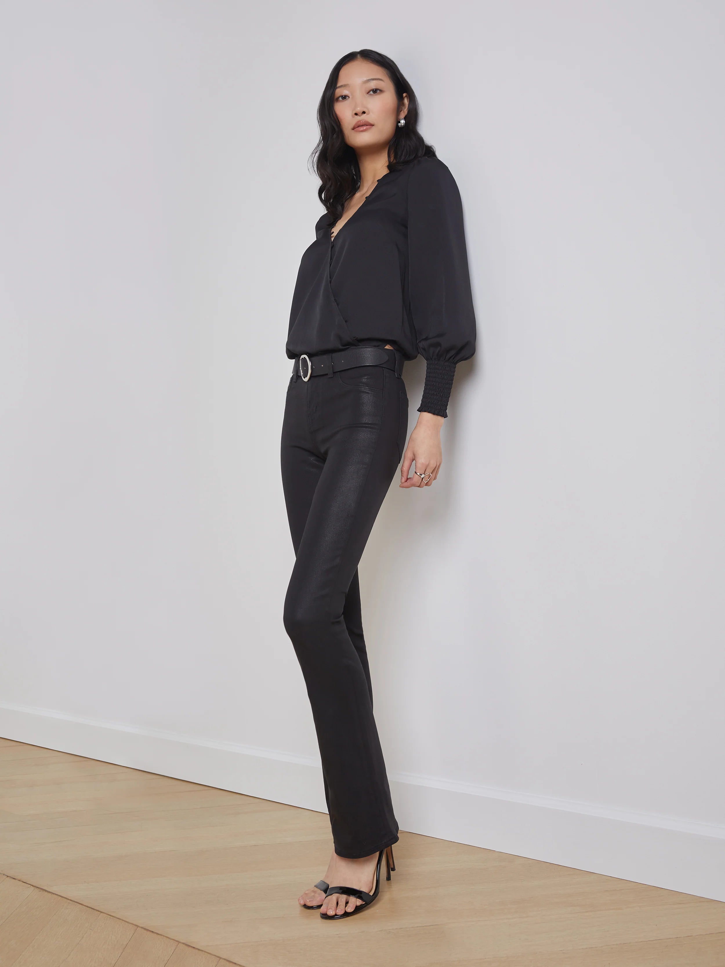 Selma Coated Bootcut Jean - Noir Coated by L'agence | 25 South Boutiques
