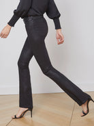 Selma Coated Bootcut Jean - Noir Coated by L'agence — view 3