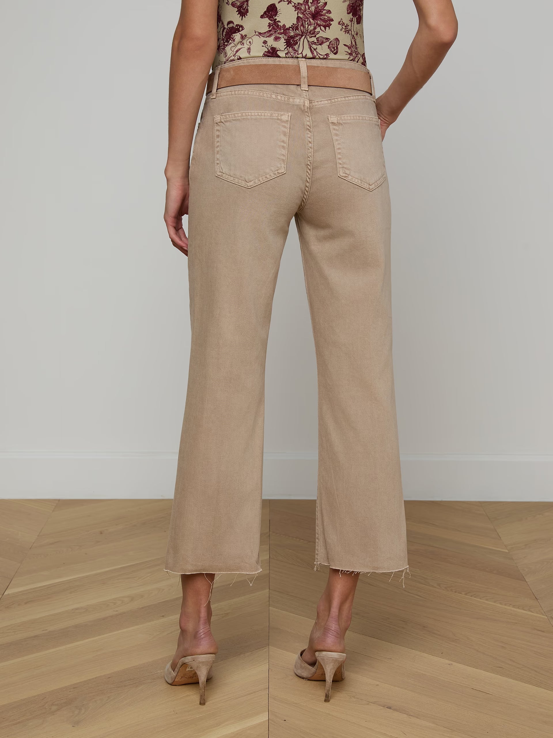 Wanda Cropped Wide Leg Jean - Biscuit by L'agence — view 4