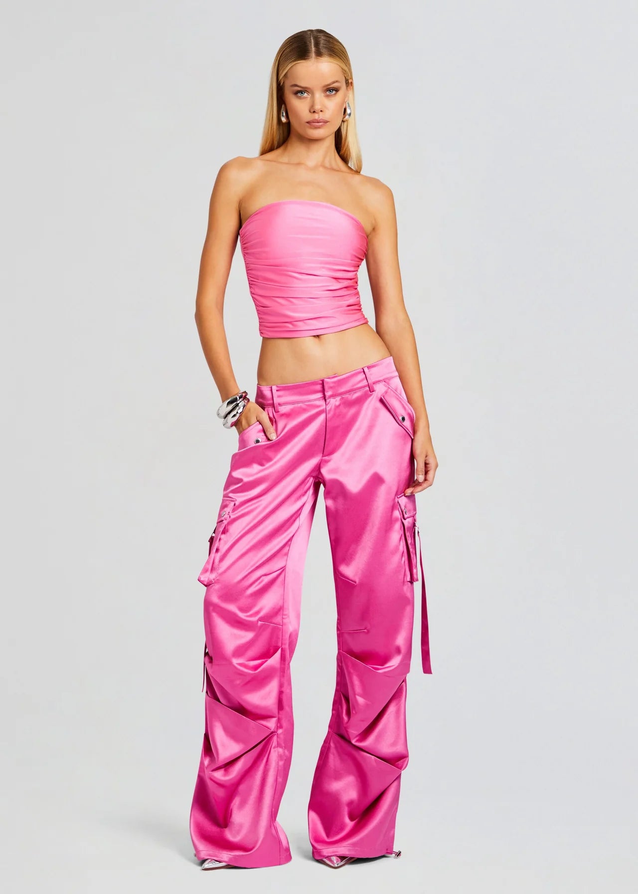 Lai Satin Cargo Pant - Malibu Pink by SER.O.YA | 25 South Boutiques