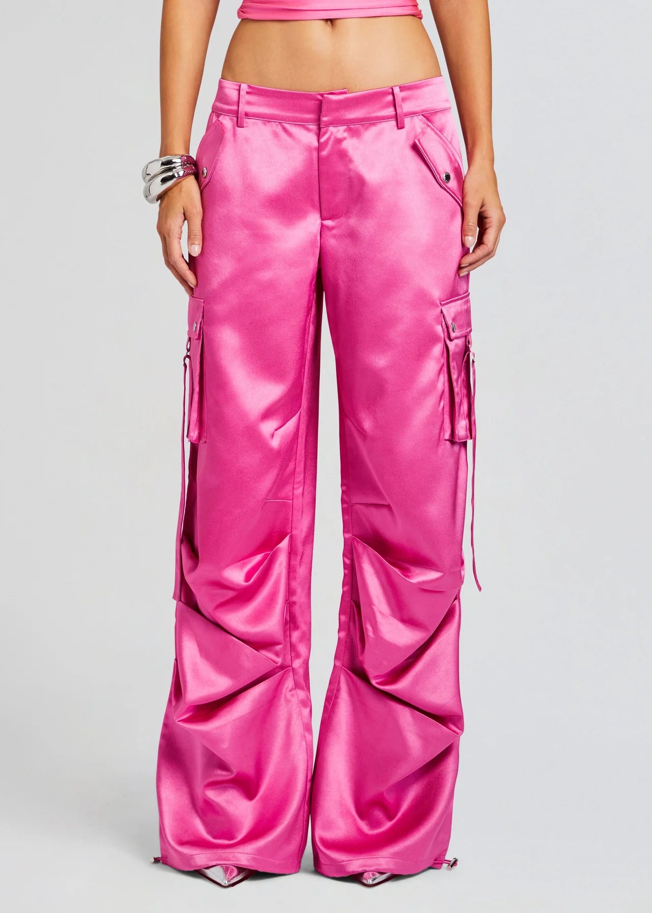 Lai Satin Cargo Pant - Malibu Pink by SER.O.YA — alternate view