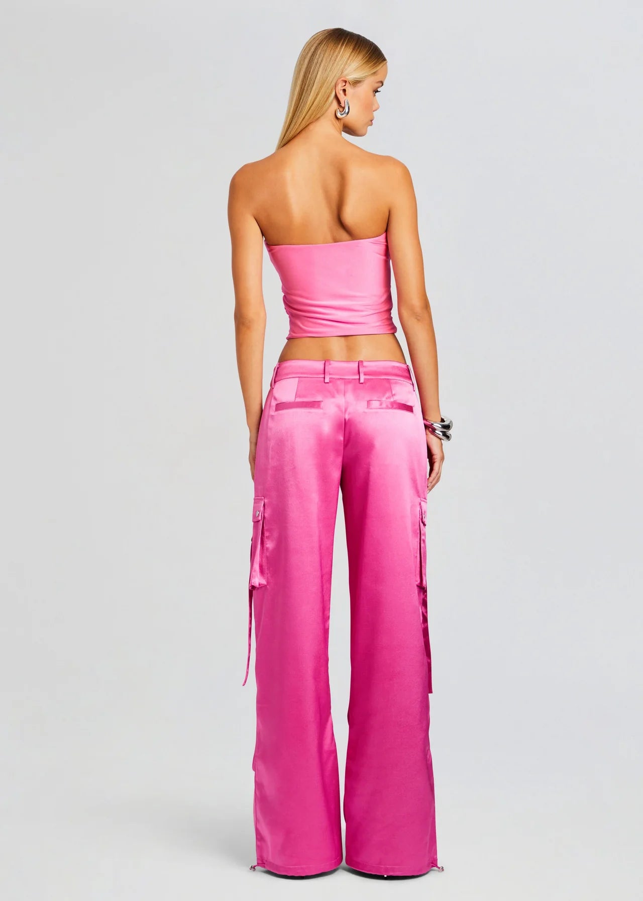 Lai Satin Cargo Pant - Malibu Pink by SER.O.YA — view 4