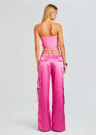Lai Satin Cargo Pant - Malibu Pink by SER.O.YA — view 4
