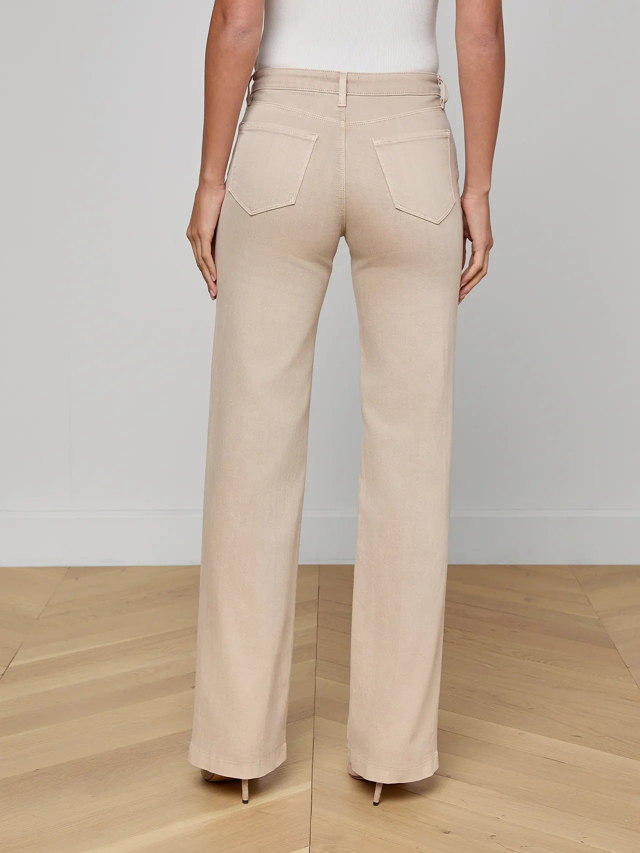 Clayton Wide-Leg Jean - Biscuit by L'agence — view 4