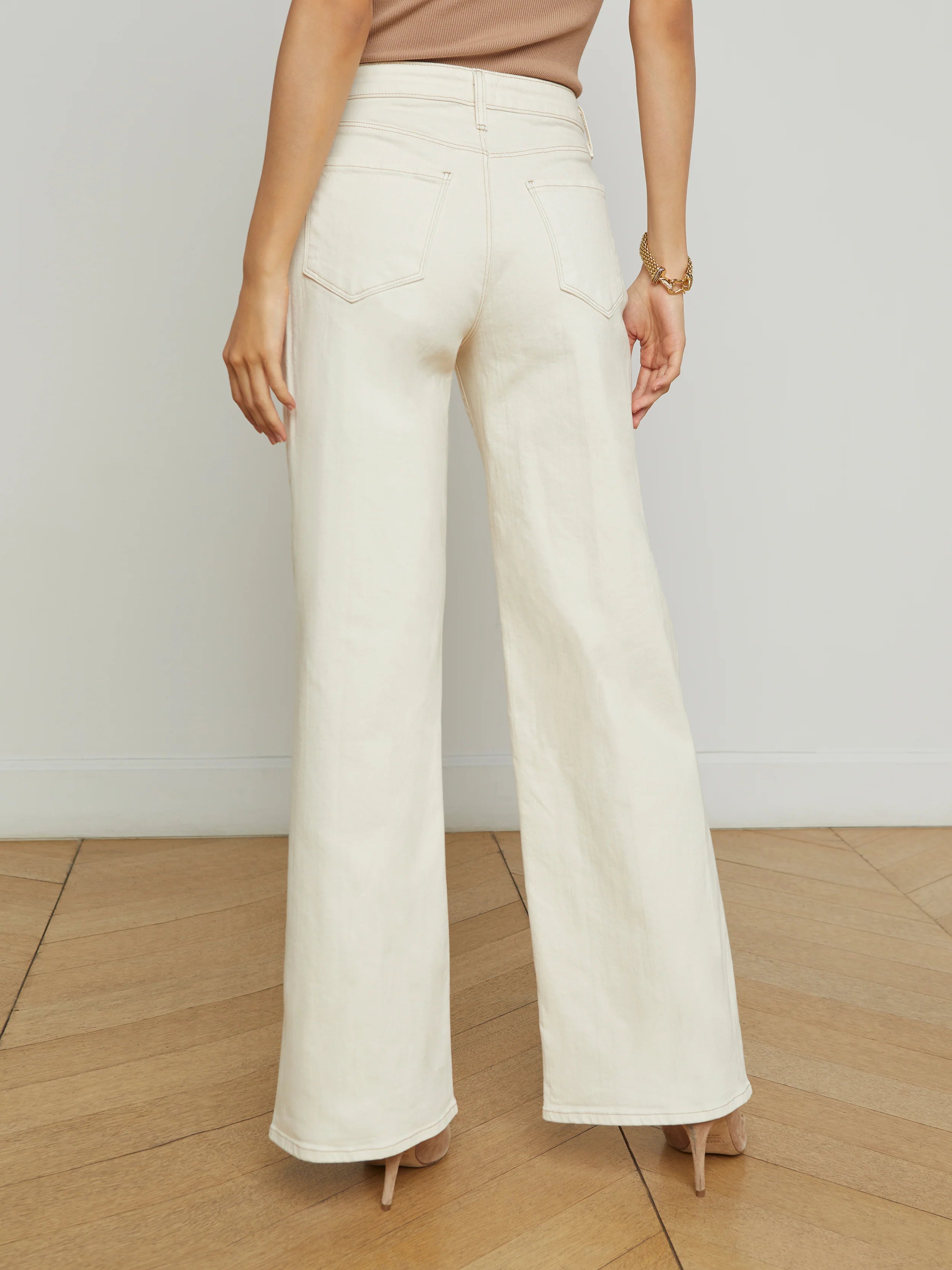 Alicent Wide Leg Jean - Macadamia by L'agence — view 4