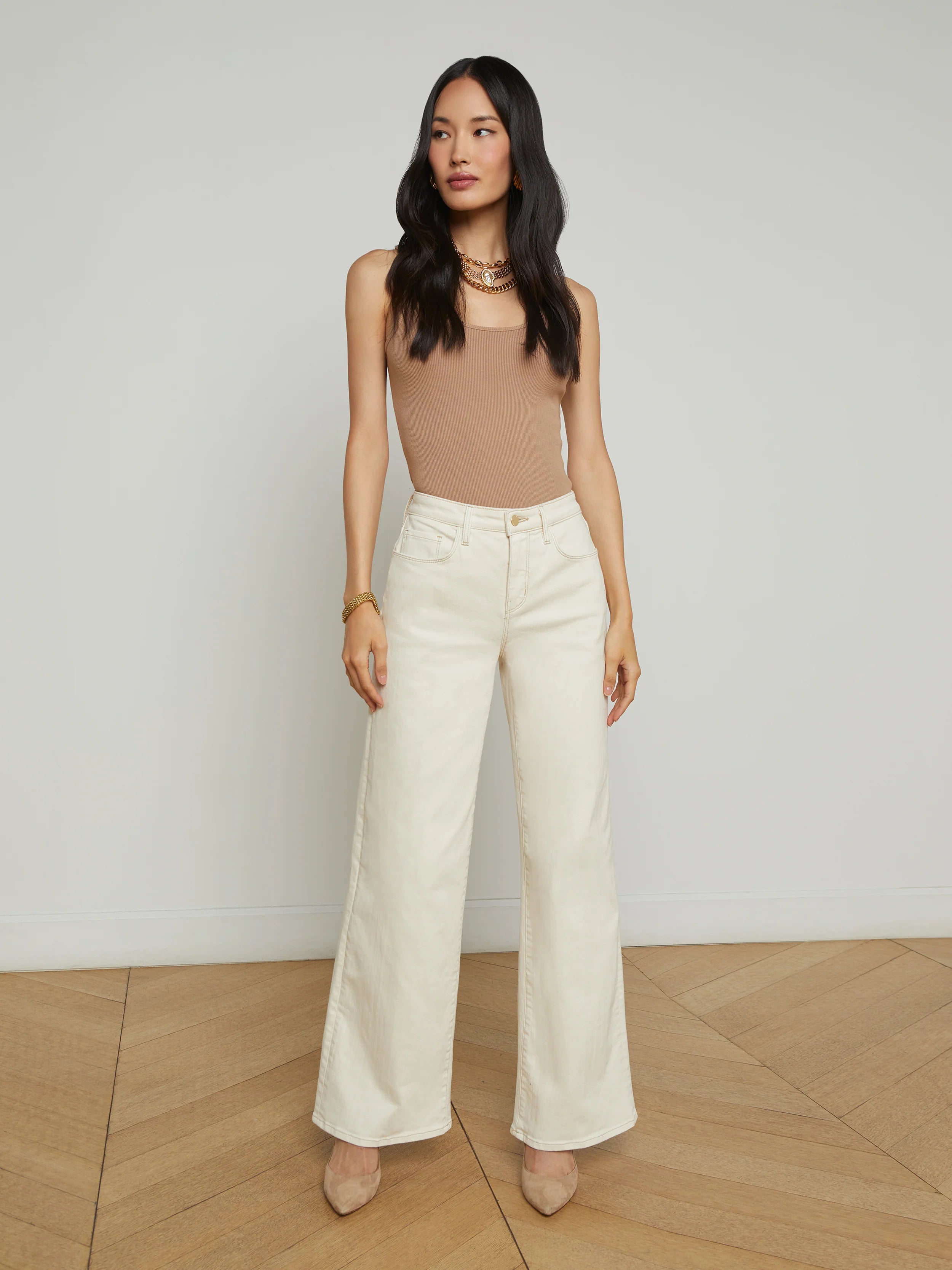 Alicent Wide Leg Jean - Macadamia by L'agence | 25 South Boutiques