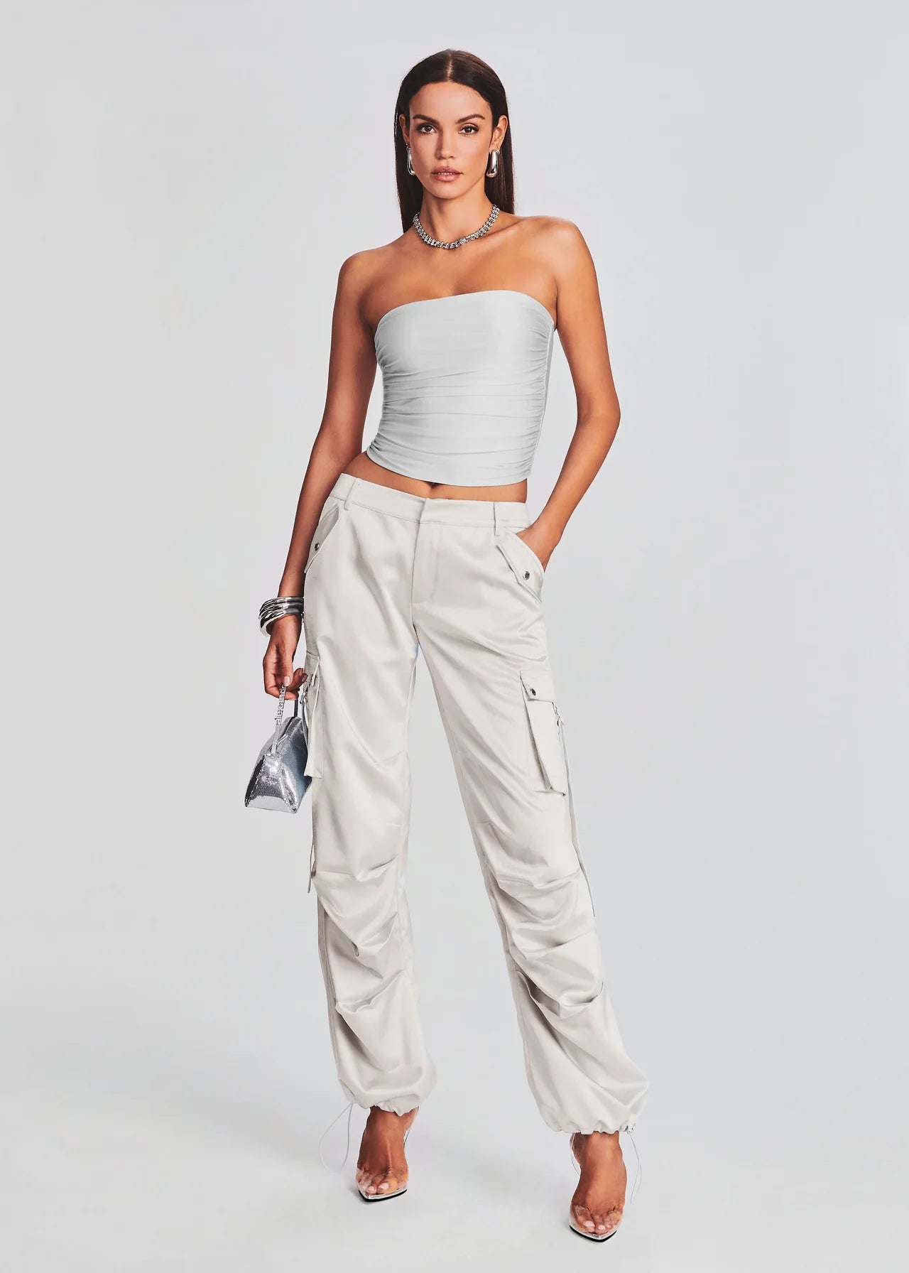 Debbi Strapless Top - Silver by SER.O.YA — alternate view