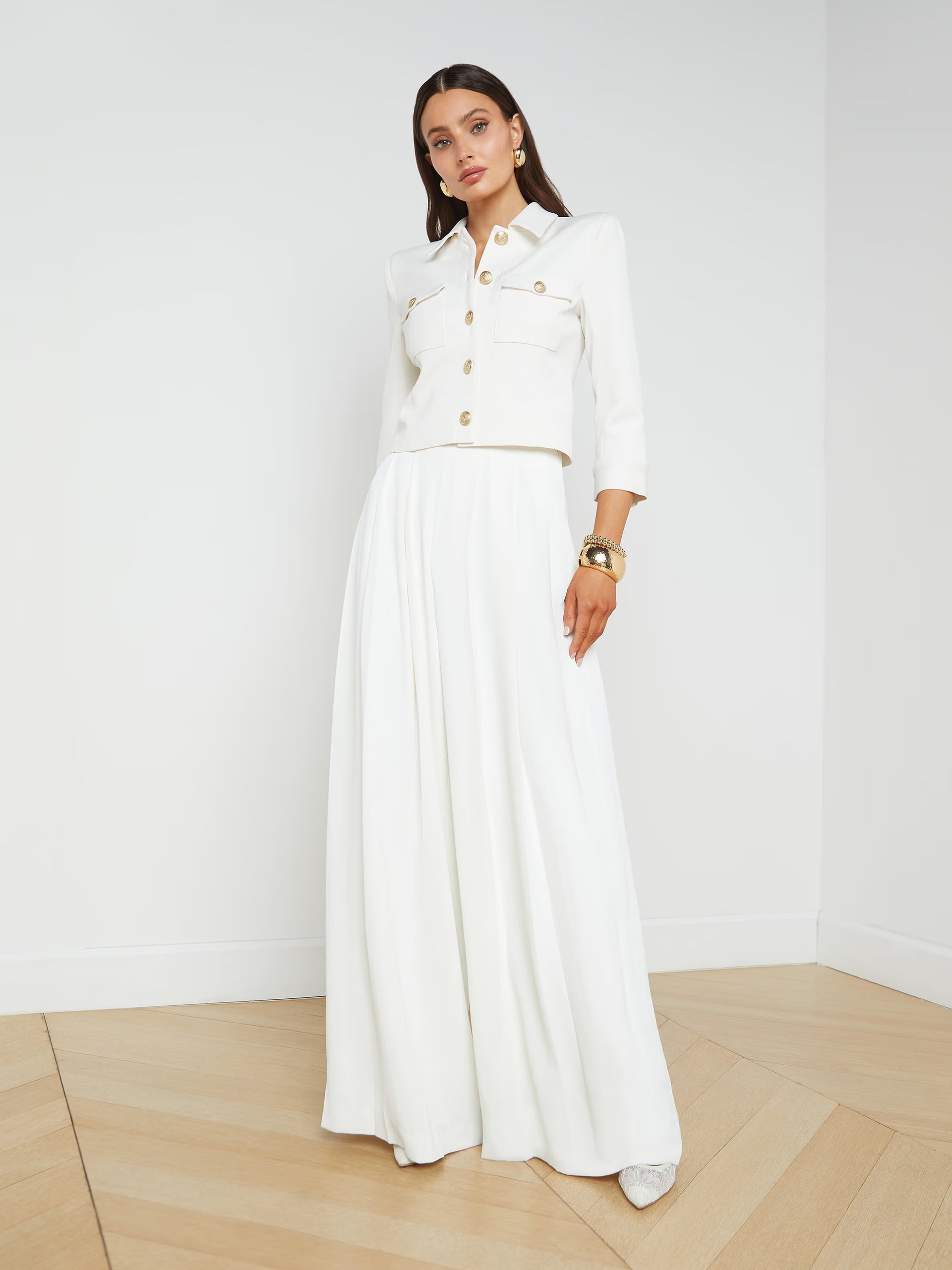 Nova Pleated Wide-Leg Pant - Ivory by L'agence | 25 South Boutiques