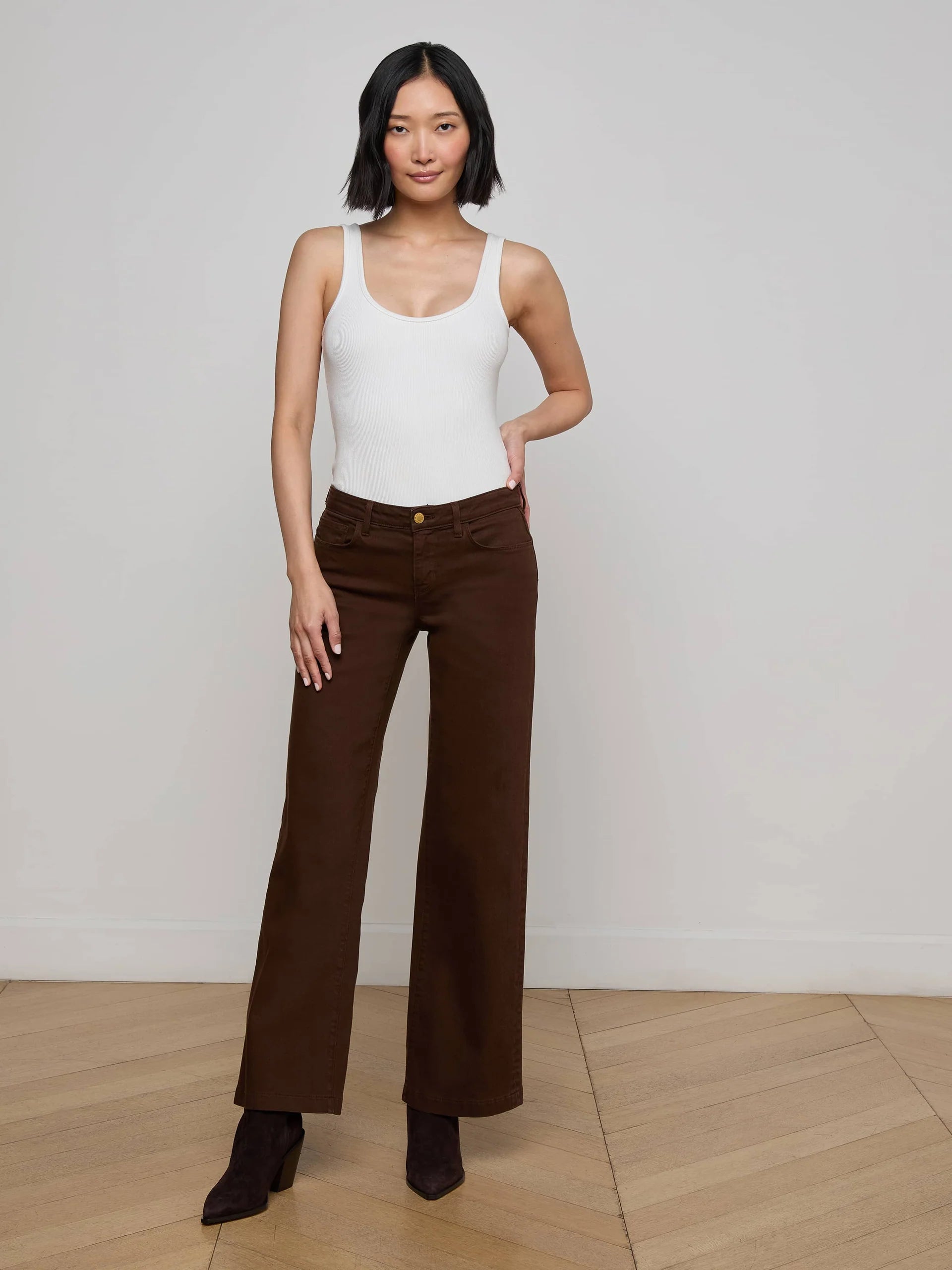 Joanne Low-Rise Wide-Leg Jean - Brown by L'agence | 25 South Boutiques
