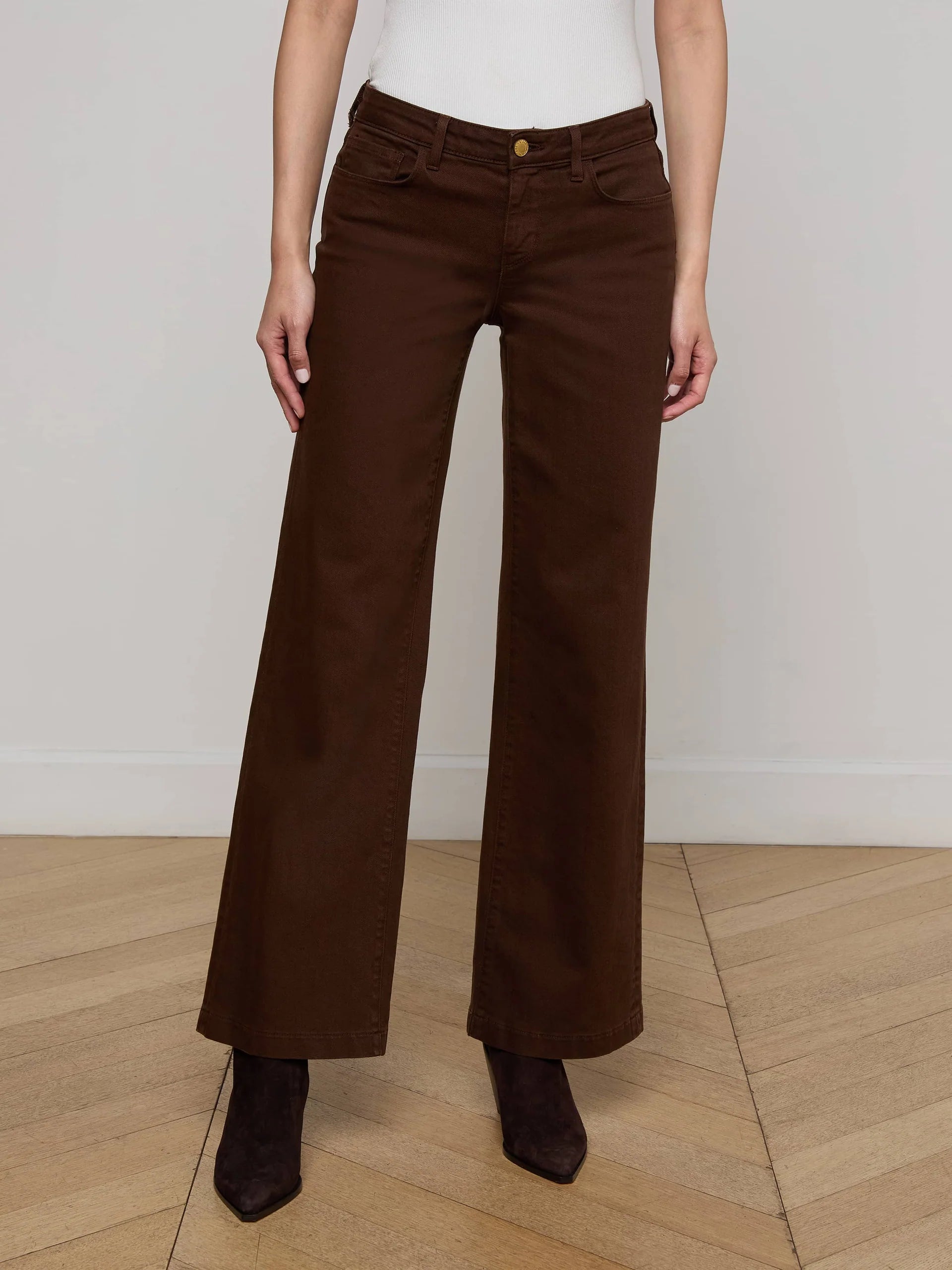 Joanne Low-Rise Wide-Leg Jean - Brown by L'agence — alternate view