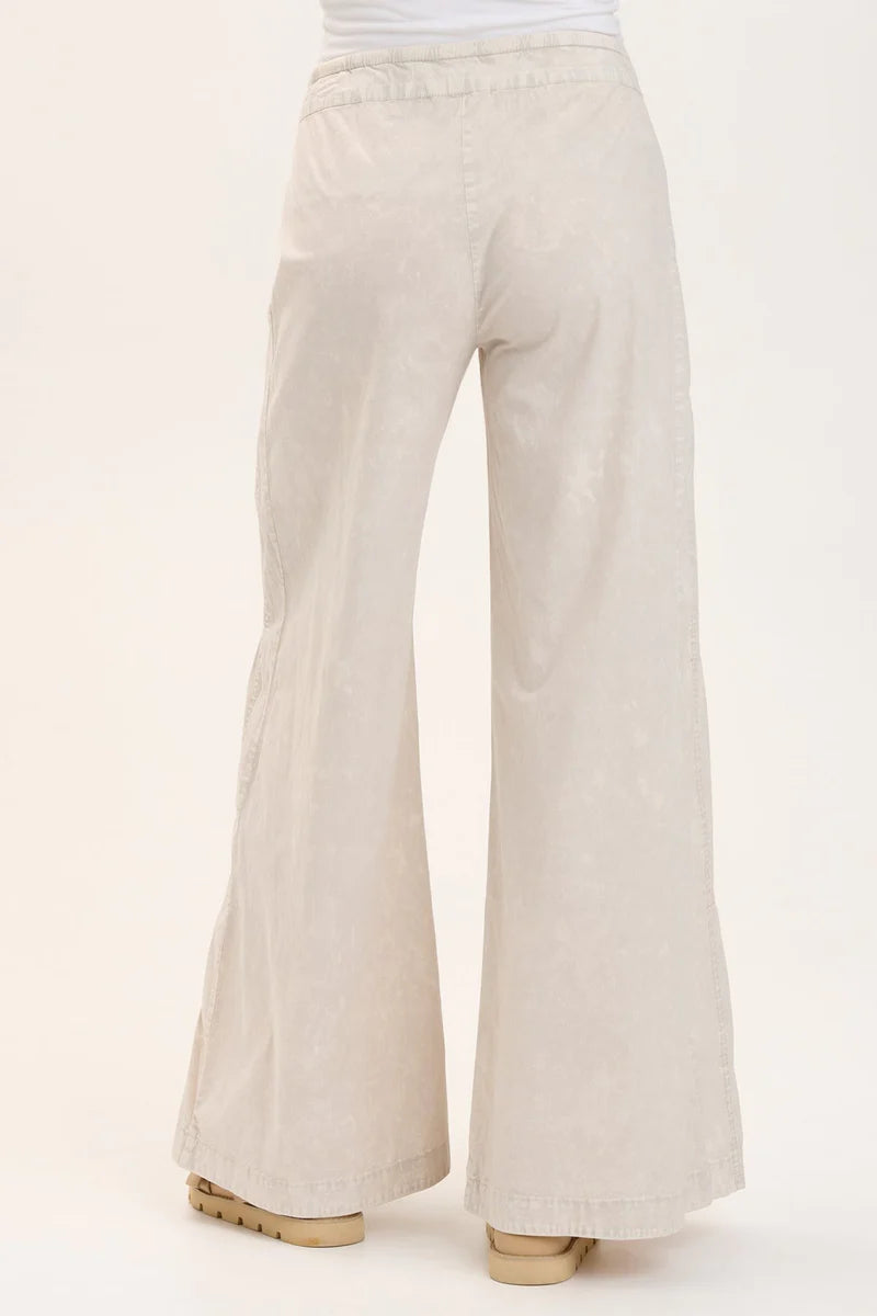 Terraced Wide Leg Pant - Feirie Wash Whitecap by XCVI — view 3