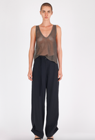 Shiny Viscose Mesh V Neck Tank - Mud by Isabel Benenato — alternate view