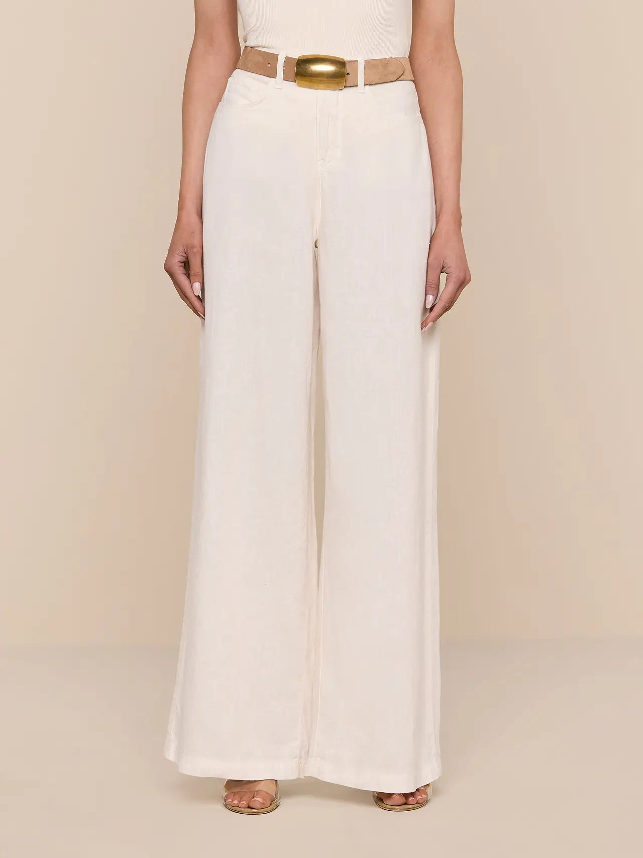 Amara Linen Wide-Leg Pant - Vintage White by L'agence — alternate view