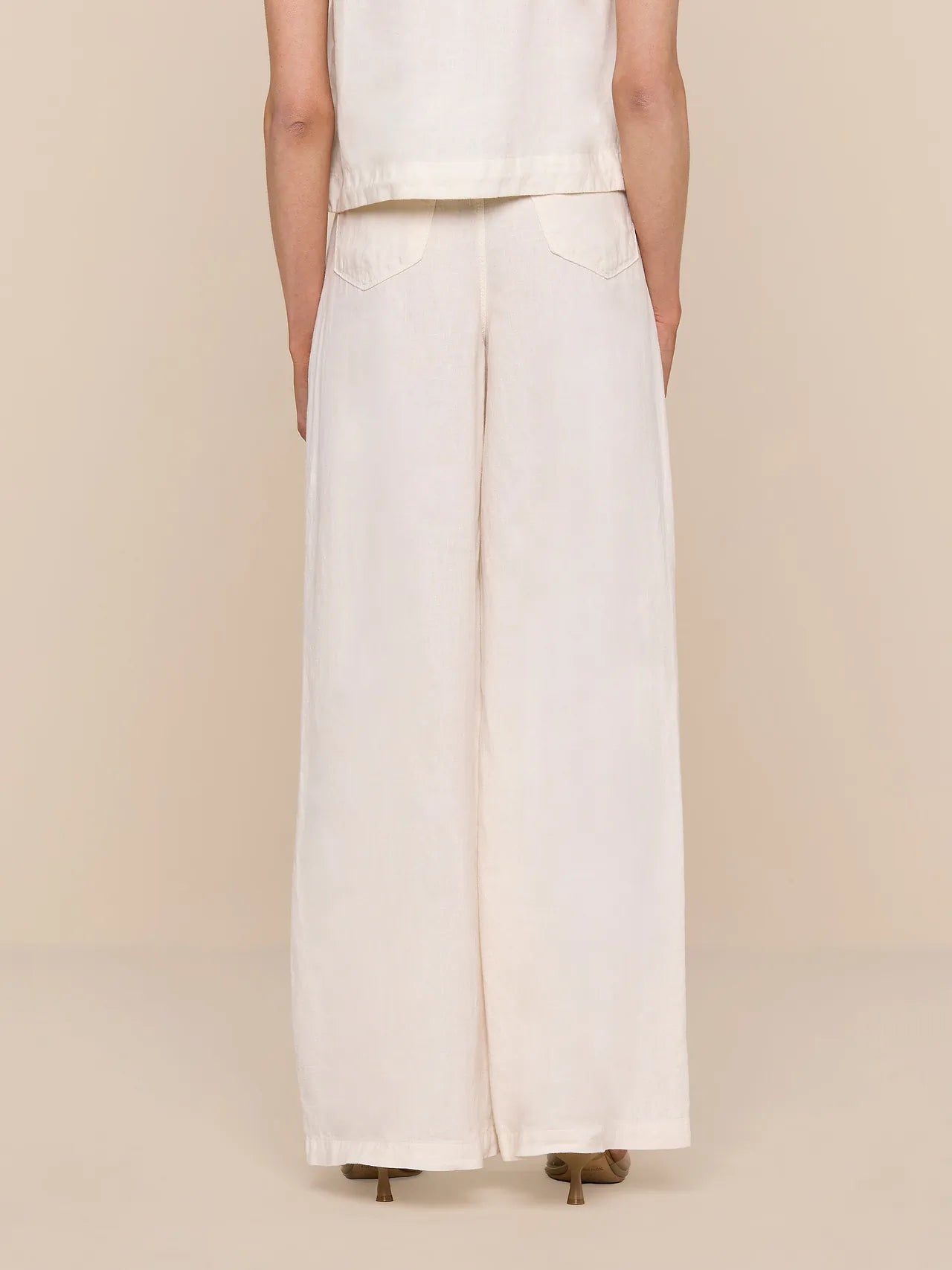 Amara Linen Wide-Leg Pant - Vintage White by L'agence — view 4