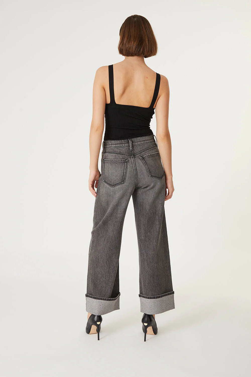 Tribeca Wide Cuff Jean - Black Diamond by Level 99 — view 3