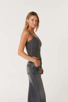 Carbon Denim Corset Top - Black Diamond by Level 99 — alternate view