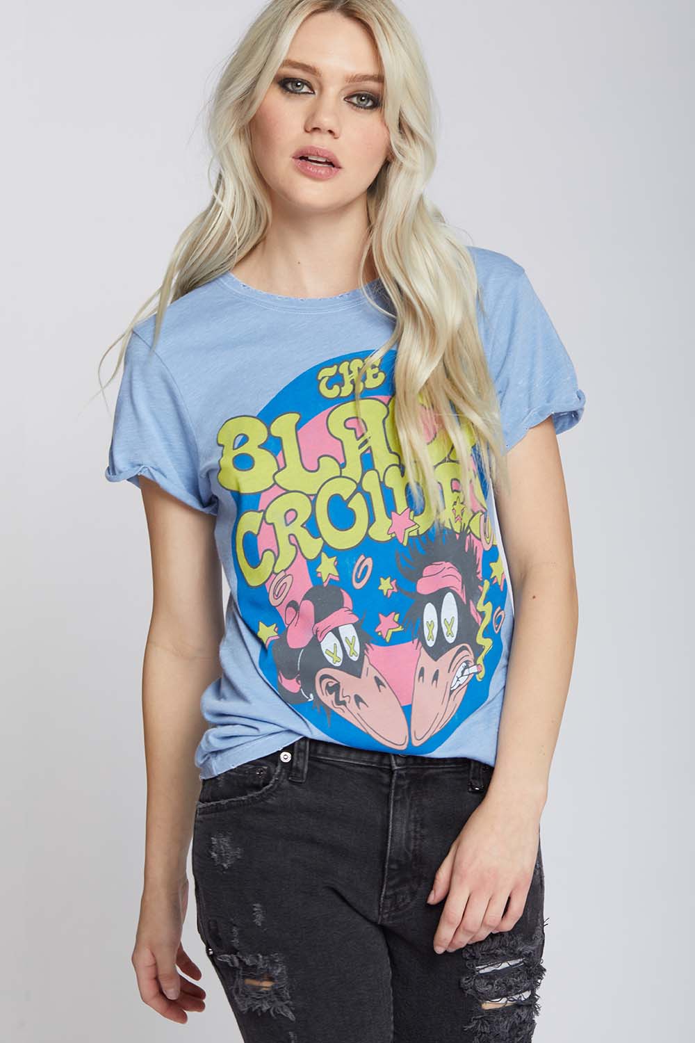 The Black Crows Tee - Washed Denim by Recycled Karma | 25 South Boutiques