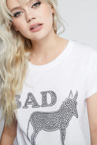 Bass Ass Crystal Embellished Tee - White by Recycled Karma — alternate view