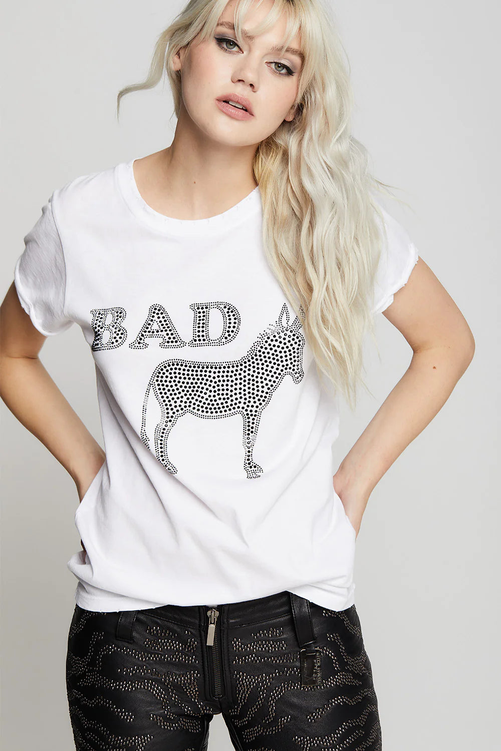 Bass Ass Crystal Embellished Tee - White by Recycled Karma | 25 South Boutiques