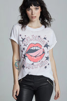 Rock 'N" Roll Lips Tee - White by Recycled Karma | 25 South Boutiques
