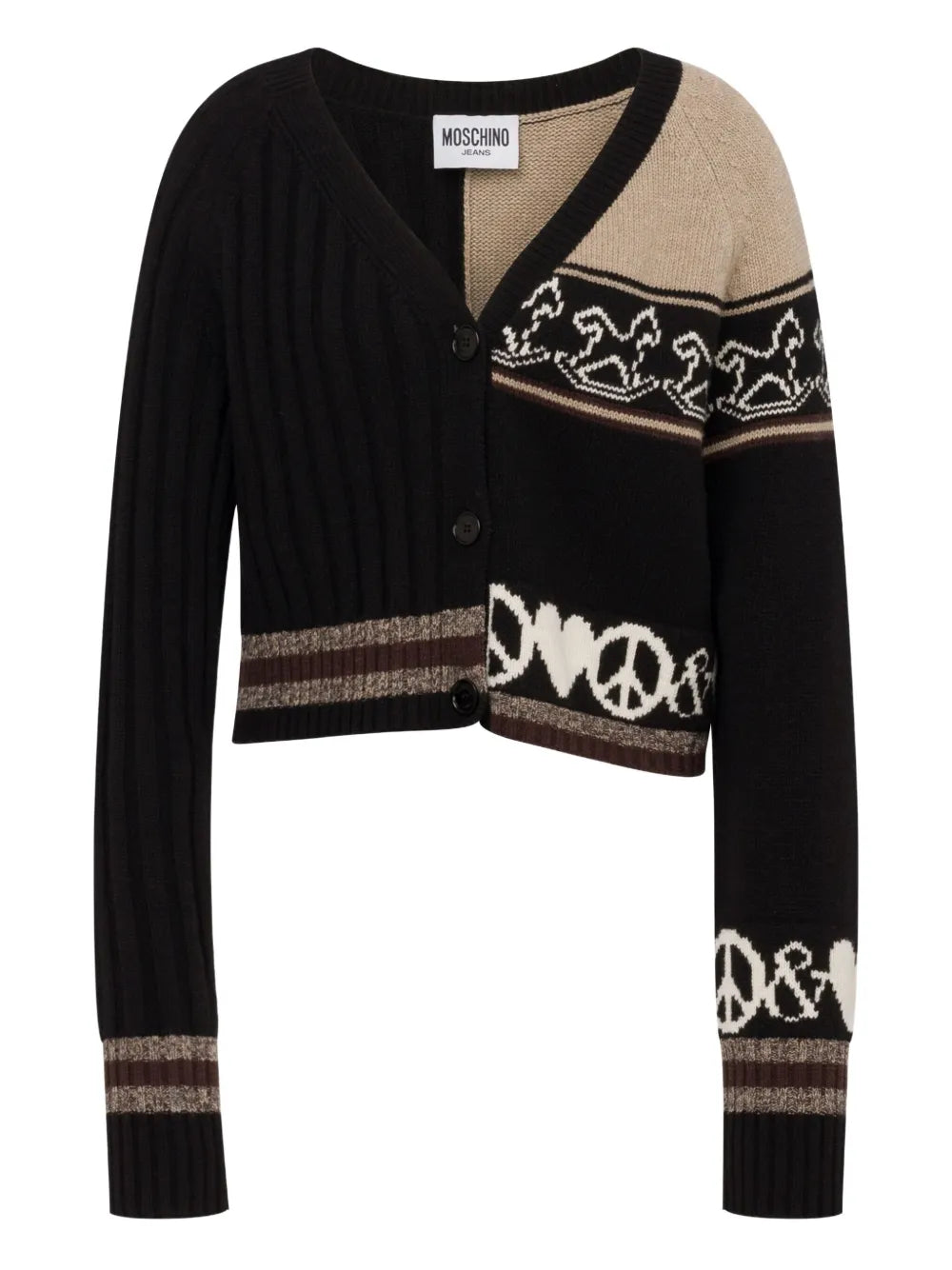 Peace Love Cardigan - Brown Multi by Moschino — view 4