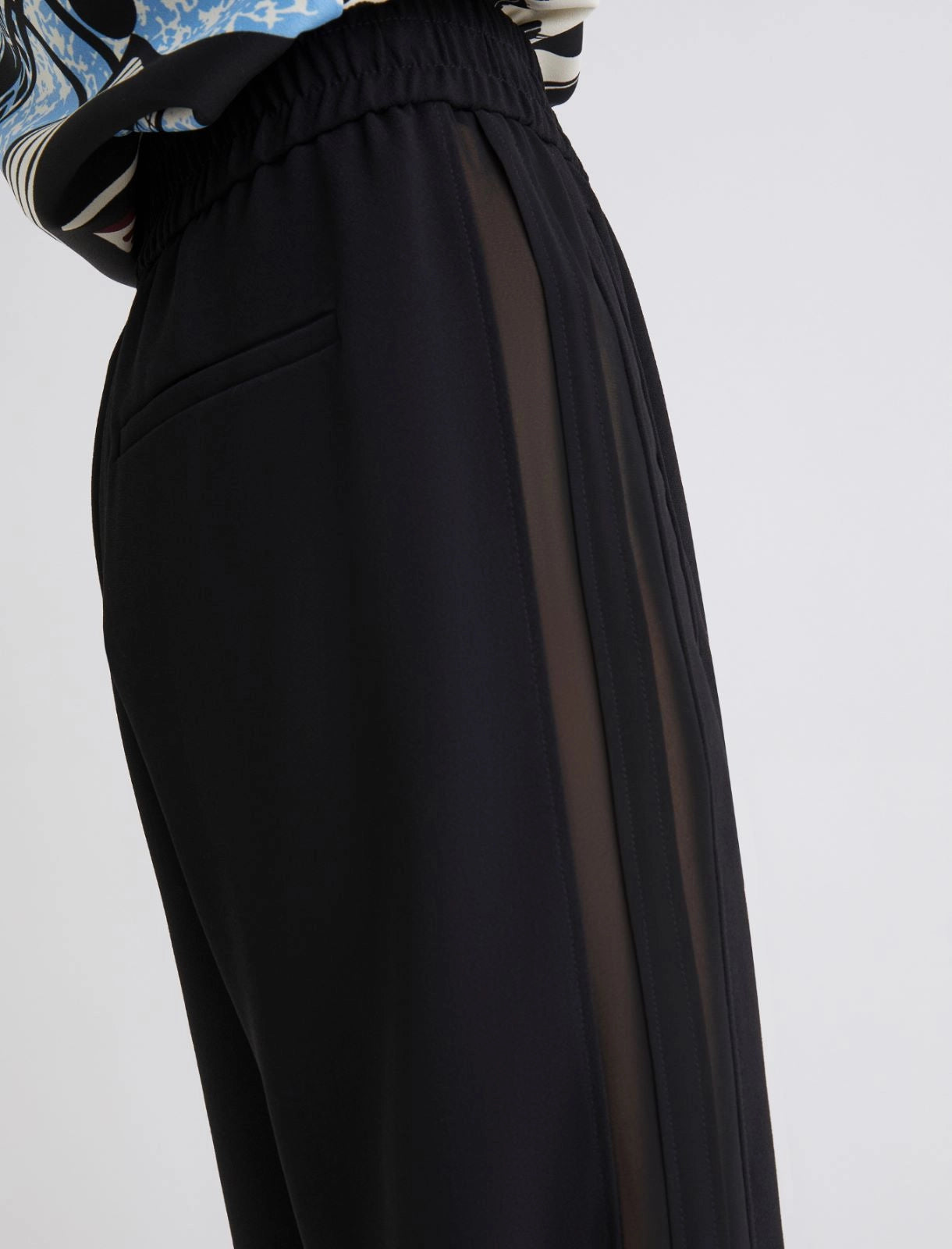 Stilla Sheer Stripe Satin Trousers - Black by Marella — alternate view
